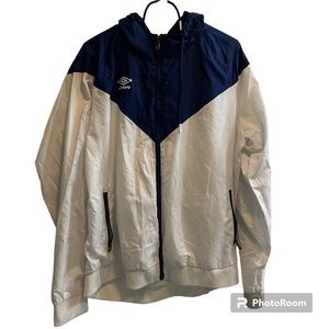 XXL UMBRO Men’s Hoodie Windbreaker White & Navy USA Flag Size
